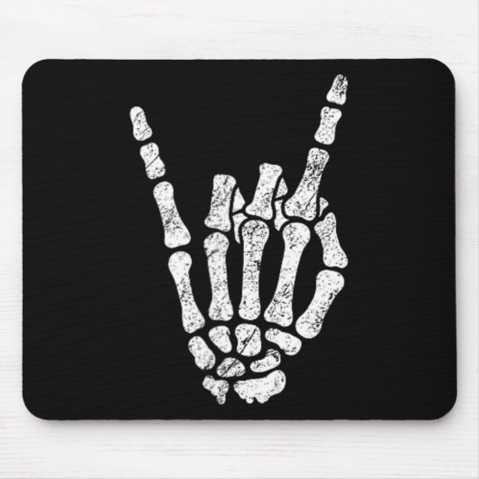 Halloween Rock Hand Sign Skeleton Rock N Roll Symb Muismat (Voorkant)
