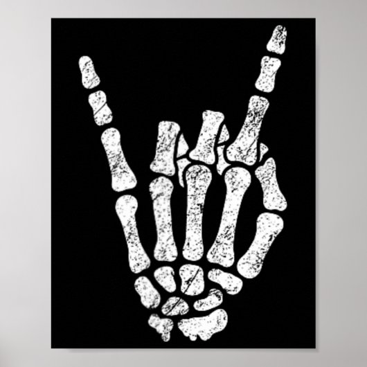 Halloween Rock Hand Sign Skeleton Rock N Roll Symb Poster (Voorkant)