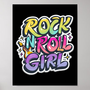 Halloween Rock N Roll Meisje Retro Kostuum Graffit Poster