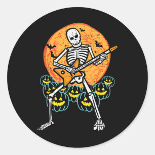 Halloween Rocker Skelet Gitaar Rock Costume Mannen Ronde Sticker