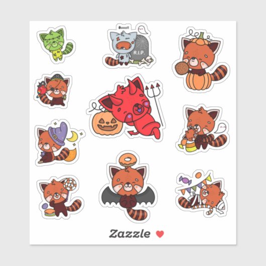 Halloween Rode Panda Sticker (Vel)
