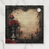 Halloween rode roos met kaarsen bedankjes labels (Achterkant)