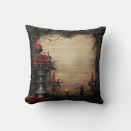 Halloween rode roos met kaarsen kussen