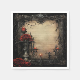 Halloween rode roos met kaarsen servet