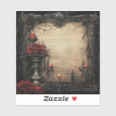 Halloween rode roos met kaarsen sticker (Vel)