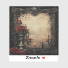 Halloween rode roos met kaarsen sticker