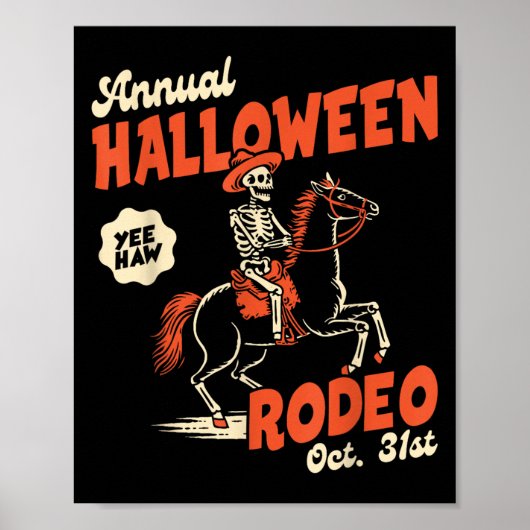 Halloween Rodeo Horse Western Cowboy Fall Autumn S Poster (Voorkant)