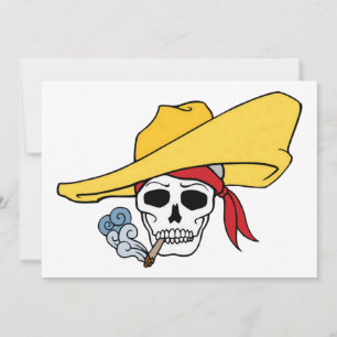 Halloween Rokkende Schedel met Bandana Cartoon Kaart