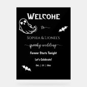 Halloween Romantisch Zwart & Wit Huwelijk Welkom Acryl Bord (Voorkant)