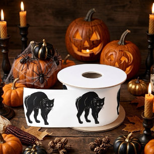 Halloween rondsluipende zwarte kat silhouet tekeni lint