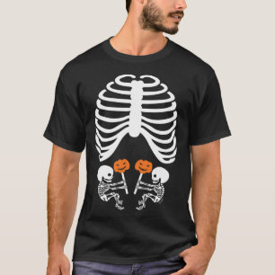 Halloween röntgenzwangerschap verwacht tweeling t-shirt