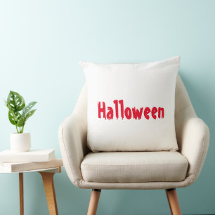 Halloween Rood en Zwart Tekst Festieve Huisaccent Kussen