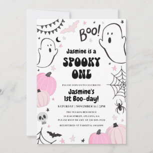 Halloween rose 1er anniversaire Invitation