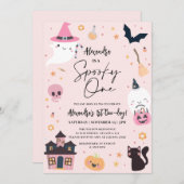 Halloween rose 1er anniversaire Invitation (Devant / Derrière)