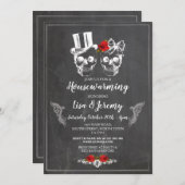 Halloween Rose crânes Invitation Chalk Halloween (Devant / Derrière)