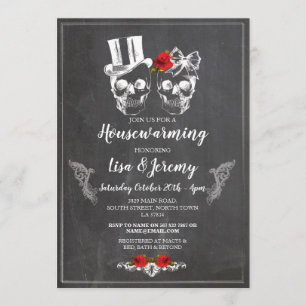 Halloween Rose crânes Invitation Chalk Halloween