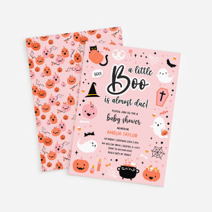Halloween rose et orange - Invitation Baby shower