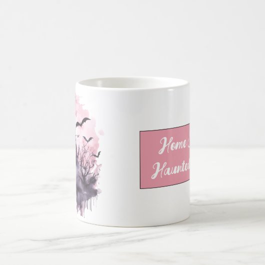 Halloween rose Mug mignonne Éffrayant, Maison hant (Centre)