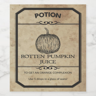 Halloween Rotten Pumpkin Juice Apothecary Label Wijn Etiket