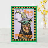 Halloween Rottweiler Kaart (Gele Bloem)