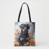 Halloween Rottweiler met pompoenen eng Draagtas (Voorkant)