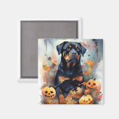 Halloween Rottweiler met pompoenen eng Magneet (Voorkant / Achterkant)