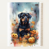 Halloween Rottweiler met pompoenen eng Planner (Achterkant)