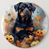 Halloween Rottweiler met pompoenen eng Ronde Button 6,0 Cm (Voorkant)