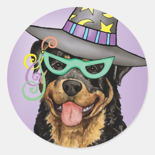 Halloween Rottweiler Ronde Sticker (Voorkant)