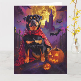 Halloween Rottweiler Vampier Pompoenen Eng Kaart