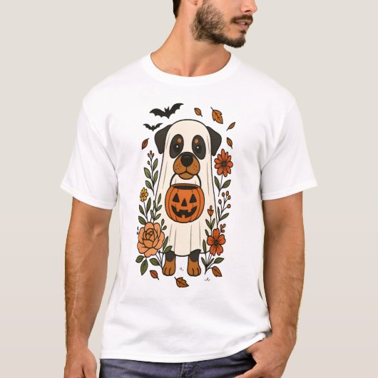 Halloween Rottweiler with Flowers T-shirt (Voorkant)