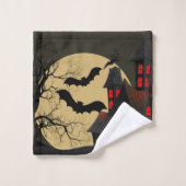 Halloween Rouge noir Haunted Maison Pleine lune ch (Gant de toilette)