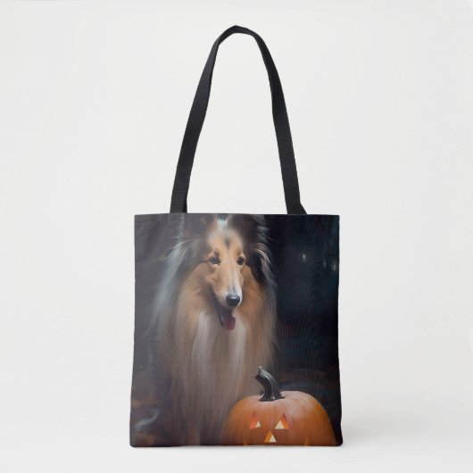 Halloween Rough Collie with Pumpkins Scary Draagtas (Voorkant)