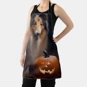 Halloween Rough Collie with Pumpkins Scary Schort (Insitu)