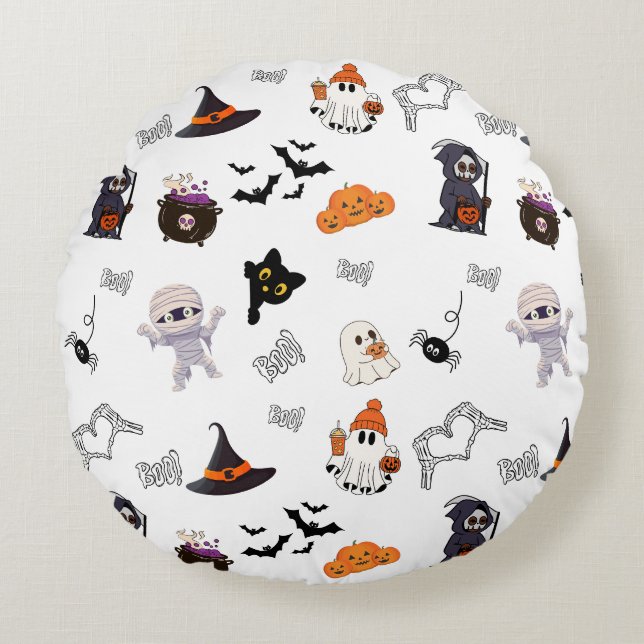 Halloween Round Pillow Rond Kussen (Voorkant)