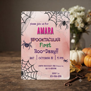 Halloween Roze en spinnen Verjaardag Halloween  Kaart