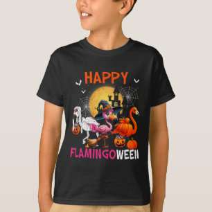 Halloween Roze Flamingo Kostuum Skeleton Witch T-shirt