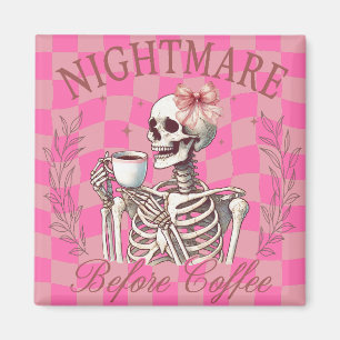 Halloween Roze Skelet Koffie Magneet