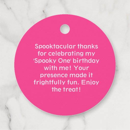 Halloween roze spookachtige spooktacular verjaarda bedankjes labels (Achterkant)