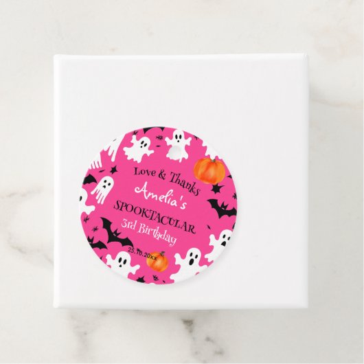 Halloween roze spookachtige spooktacular verjaarda bedankjes labels (In situ)