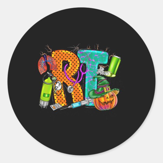 Halloween RT Respiratory Therapist spooky RT-pomp Ronde Sticker (Voorkant)