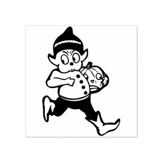  Halloween Running Brownie w Jack O'Lantern Rubberstempel