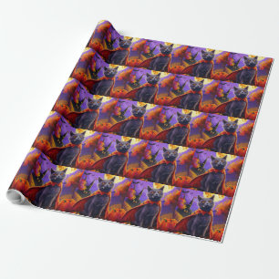 Halloween Russische Blauwe Kat Vampier Pompoenen e Cadeaupapier