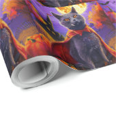 Halloween Russische Blauwe Kat Vampier Pompoenen e Cadeaupapier (Rol Hoek)