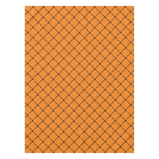 Halloween Rustic Geometric Squares Pattern Oranje Tafelkleed (Voorkant)