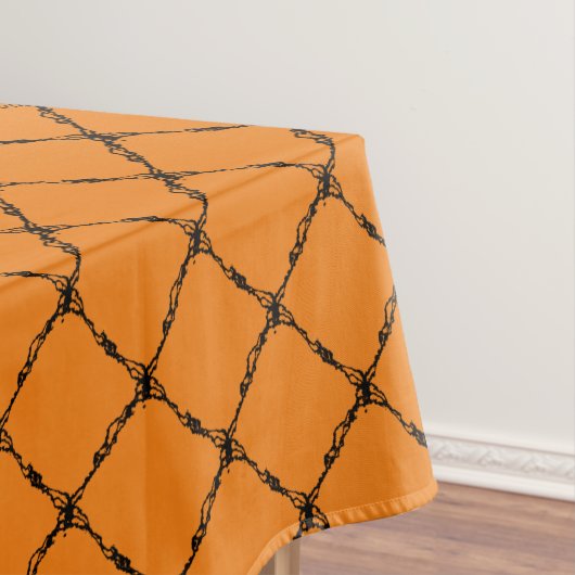 Halloween Rustic Geometric Squares Pattern Oranje Tafelkleed (Voorbeeld)