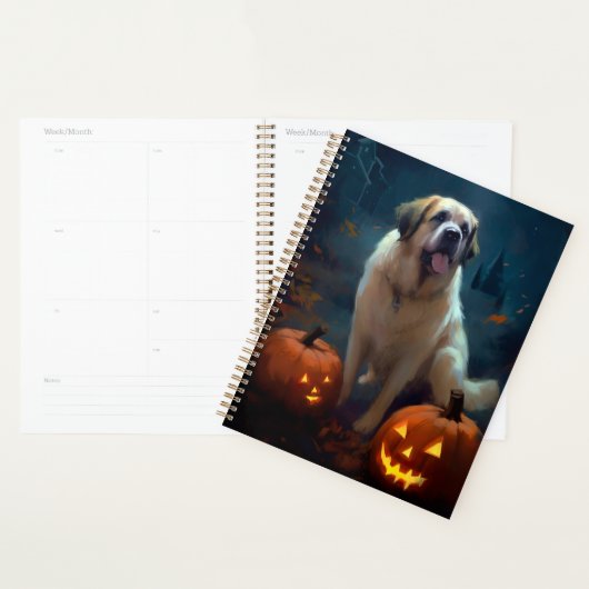 Halloween Saint-Bernard avec citrouilles effrayant (Devant avec enveloppe)