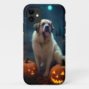 Halloween Saint Bernard met pompoenen eng iPhone 11 Hoesje