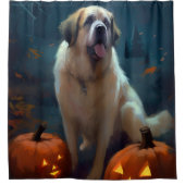 Halloween Saint Bernard met pompoenen eng Douchegordijn (Voorkant)