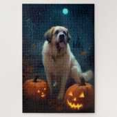 Halloween Saint Bernard met pompoenen eng Legpuzzel (Verticaal)